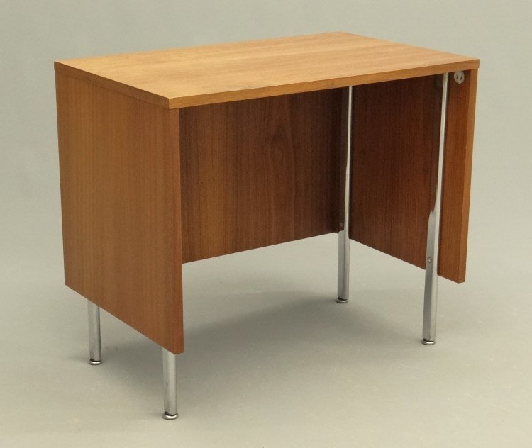 George Nelson Side Table: Mid Century side table labeled underside "Designed By George Nelson Herman Miller Zeeland Mich.", companion piece for previous lot. 29" x 18 3/4" x 26" Ht.