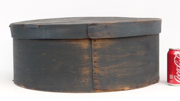 19th c. Pantry Box: 19th c. pantry box in old blue paint. 21" D., 9" Ht.
