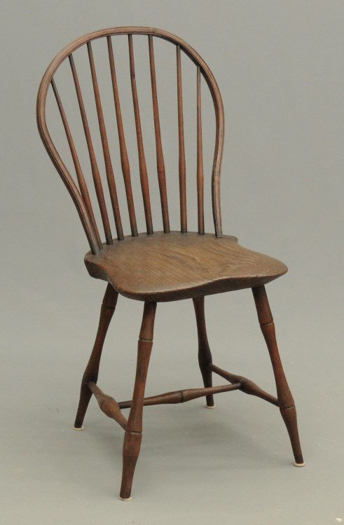 19th c. Windsor Chair Signed A.D. Allen: 19th c. Ct. Windsor chair stamped underside "A.D. Allen" (Ct. Allen, Amos Denison 1774-1855). 18 1/2" Seat Ht., 36 1/2" Overall Ht.