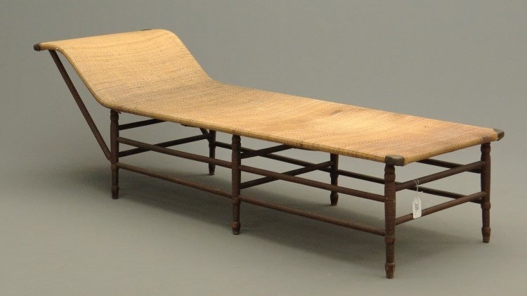 Victorian Recamier: Victorian recamier with caned seat. 6'2 1/2" x 24", 16" foot, 23" head Ht..