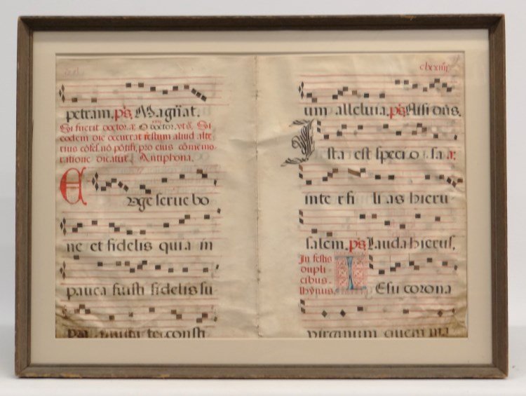 Early Musical Manuscript: Early double sheet musical manuscript. Sight 18 1/2" x 26 1/2".