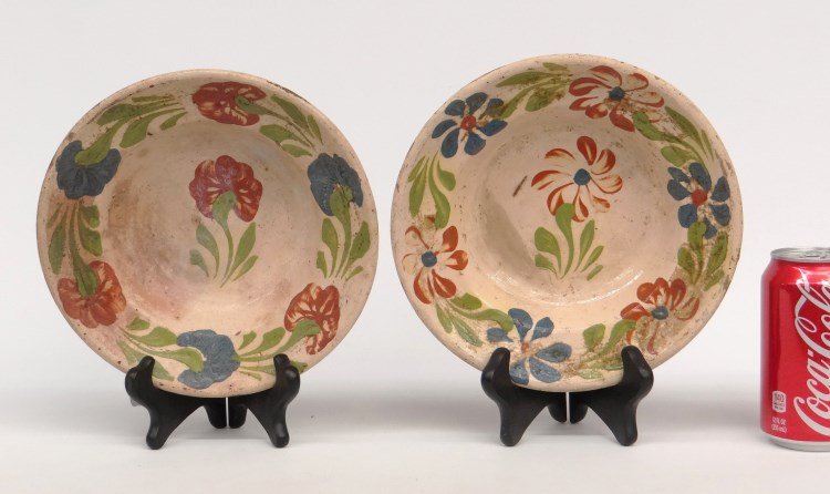 Redware Plates: Lot two glazed redware plates. 8 1/2" D.