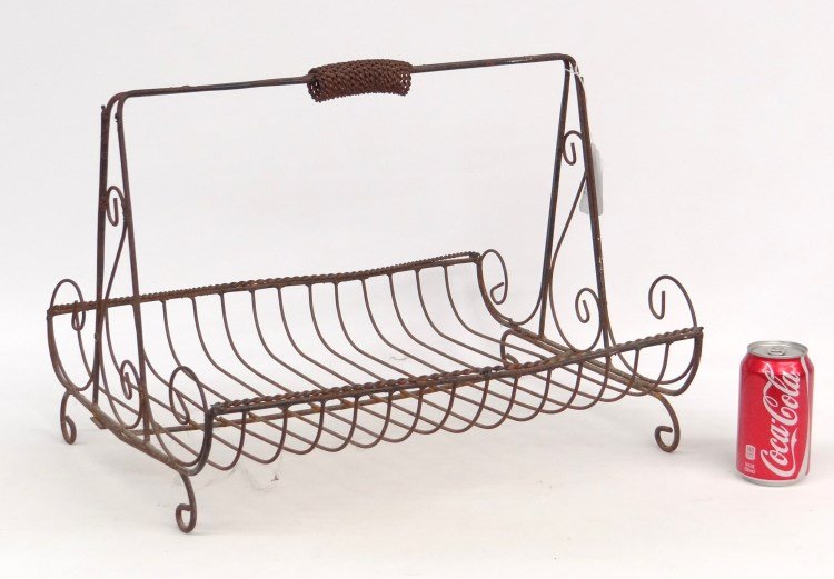 Wire Magazine Rack: Decorative wire magazine rack. 19" x 16" x 15" Ht.