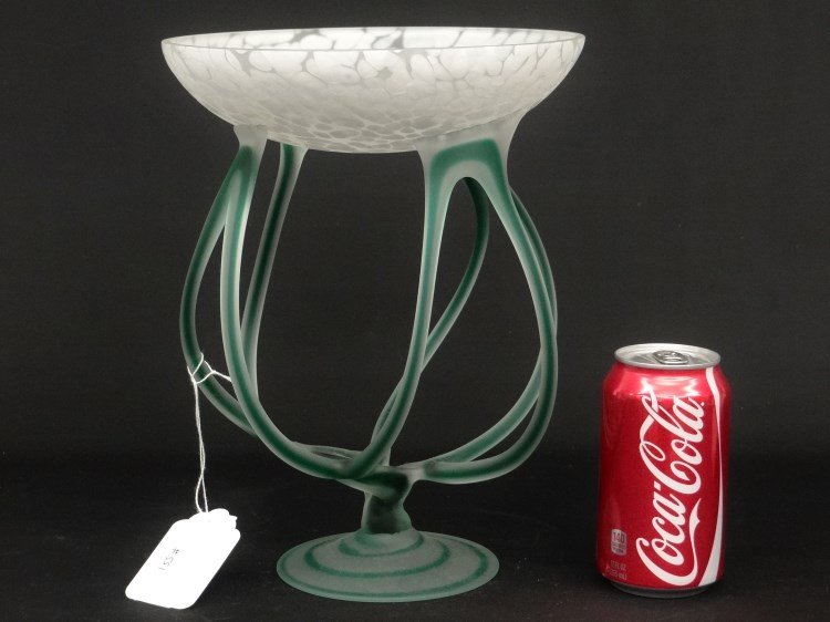 Art Glass Compote: Art glass compote. 8 1/2" D., 11" Ht.
