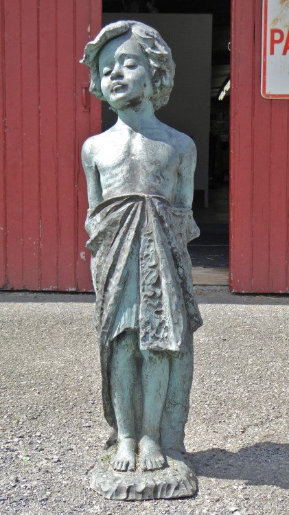 Bronze Statue Signed Brizzolesi: Bronze statue of a boy signed "Brizzolesi". 43" Ht. Provenance Colgate Mansion (Paul Leka Estate).