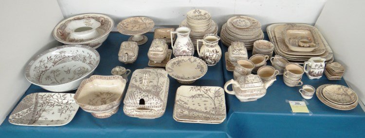 Ironstone Lot Including "Melbourne": Large lot of 19th c. transferware ironstone, approx. 50 pieces of "Melbourne", approx 114 pieces in total. Some imperfections. Provenance: Redwood New York Estate.