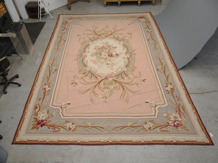Oriental Rug: Roomsize Aubusson Oriental rug. 11' 8" x 17'. Provenance Colgate Mansion (Paul Leka Estate).