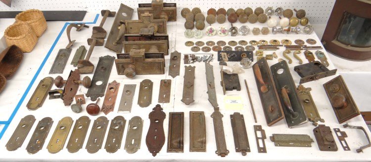 Misc. Door Hardware: Large lot misc. door hardware including lock sets, doorknobs, sets etc.