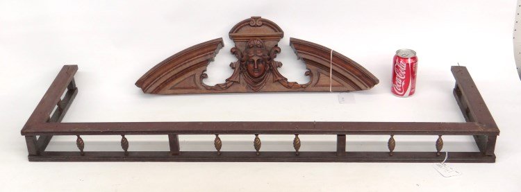 Furniture Elements: Two furniture elements including one with Jenny Lind head. 26" W.