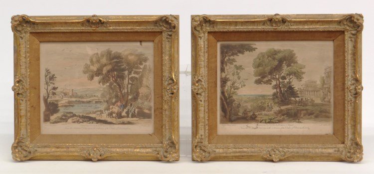 Continental Print Lot: Lot four framed Continental prints "From The Original Drawings Of The Duke Of Devonshire". Sight 8 1/2" x 10 1/2". One missing glass.