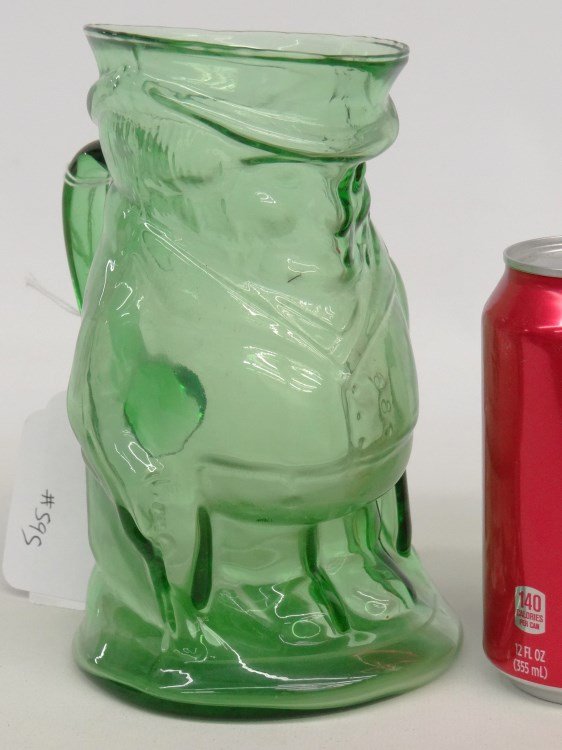 Green Glass Toby Mug: Green glass Toby mug. 7 1/2" Ht.