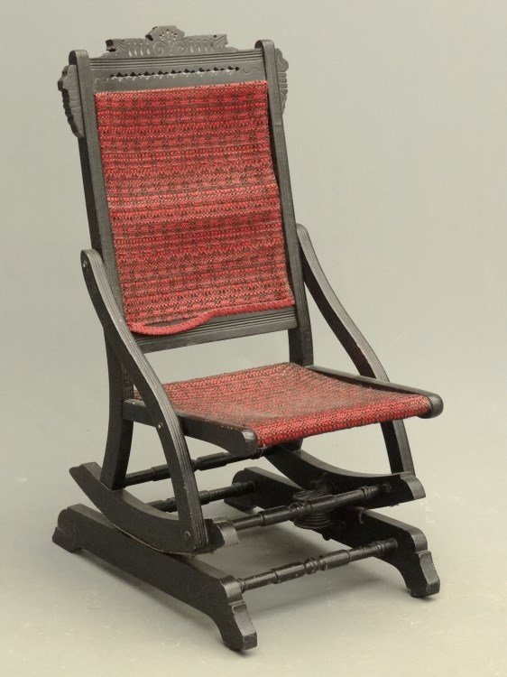Victorian Rocking: Victorian ebonized platform rocking chair. 35" Overall Ht.