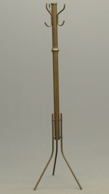 Coat Rack: C. 1900's brass coat rack. 68" Ht.