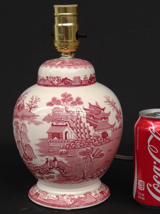 Ironstone Lamp: Ironstone lamp with shade.