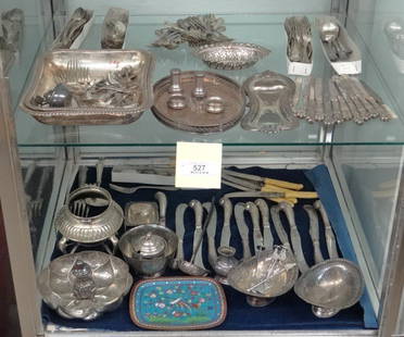 Sterling & Misc. Lot: Lot of misc. sterling silver and silverplate, marked sterling weight includes approx. 2300 grams.