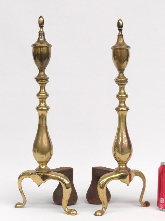 Andirons: 20th c. Andirons, 19 1/2" Ht..