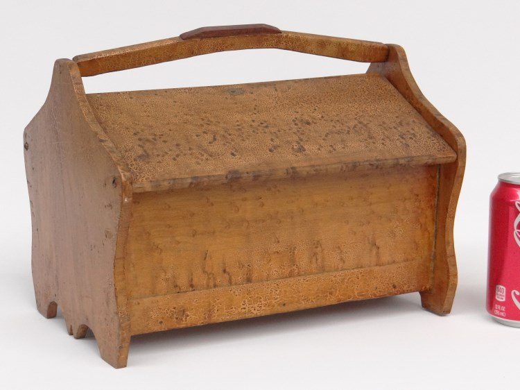 Sewing Box: C. 1900's birdseye maple sewing box. 12" x 8" x 9" Ht.