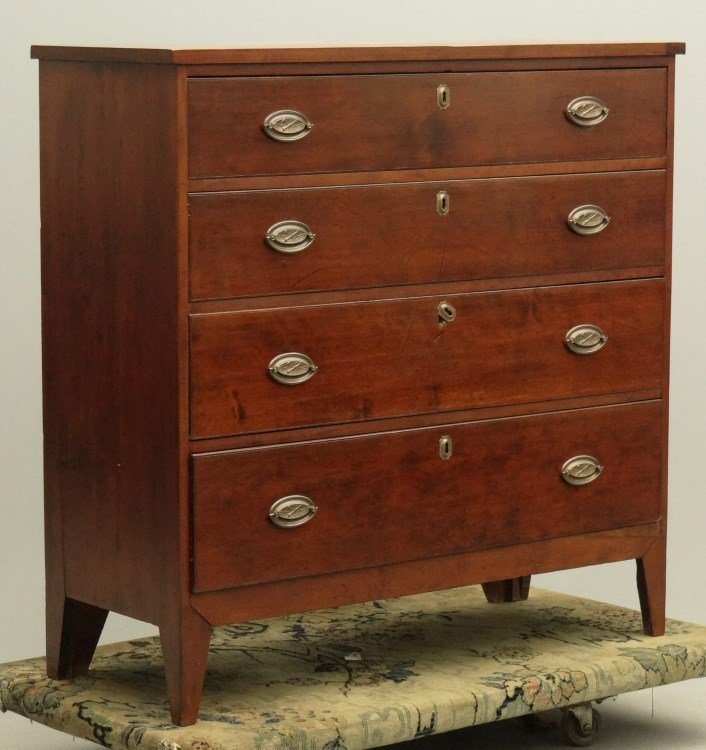 19th c. Hepplewhite Chest Of Drawers: 19th c. Hepplewhite four drawer chest. 43" x 17 1/2" x 43" Ht.