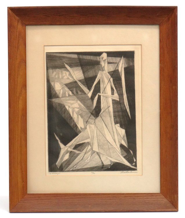 Isaac Friedlander (1890 - 1968), "The Messenger": Isaac Friedlander (1890 - 1968), signed lithograph "The Messenger 10/30". Sight 15" x 11".