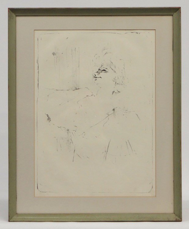 Toulouse-Lautrec (France 1864-1902), Lithograph: Henri Marie Raymond Toulouse-Lautrec (1864 - 1901, Portrait of Yvette Guilbert; From the English Set of 8 plates, published by Bliss & Sands, London 1898. Catalogue Raisonne Adhemar #311. , lithograph