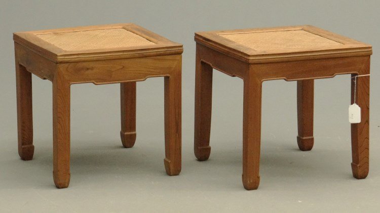 Pair Chinese Tables: Pair Chinese tables. 19 1/2" x 19" x 19 1/2" Ht.