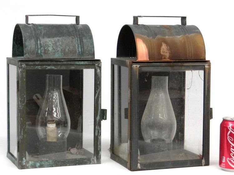 Pair Wall Lamps: Pair electrified wall lamps. 15" Ht. Provenance Dr. Jamie Turndorf Millbrook New York.