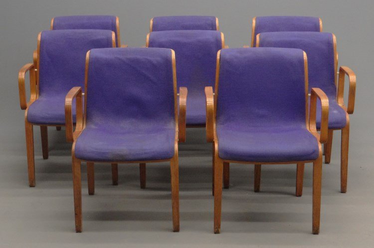 Set Of (8) Bill Stephens For Knoll Chairs: Set of (8) Bill Stephens For Knoll labeled chairs. 17 1/2" seat Ht., 33" overall Ht.