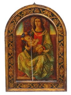 Religious Icon: Religious painted wooden Icon. 19 1/2" x 14".