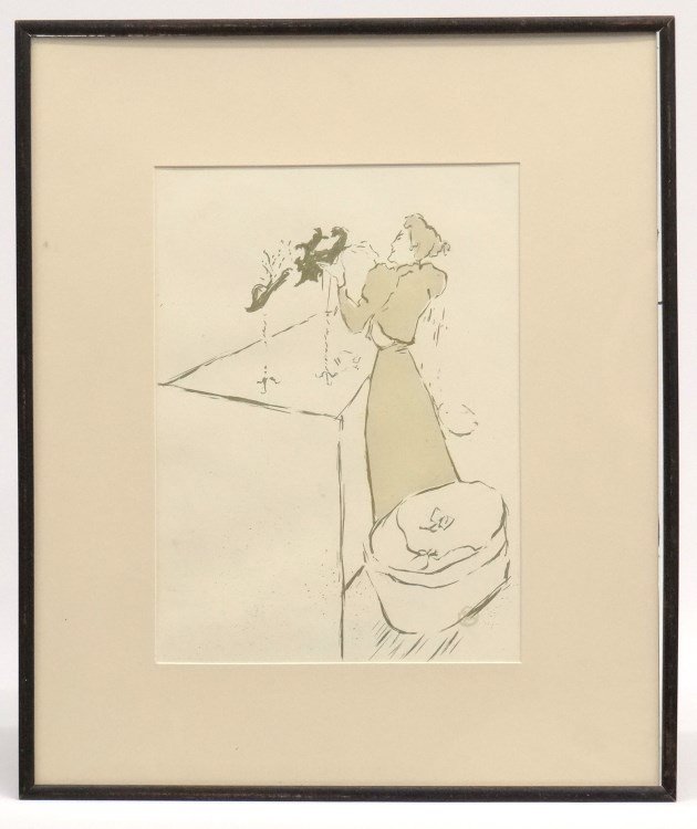 Henri Marie Raymond Toulouse-Lautrec (1864-1901): Henri Marie Raymond Toulouse-Lautrec (1864 - 1901) , "La Modiste Dressant un Chapeau (The Milliner Trimming a Hat), menu for the 23 June 1893 dinner given by the Societe des Independants. Catalogue Ra