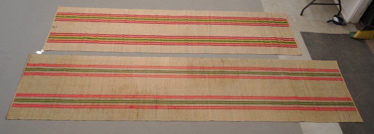 19th c. Rag Runners: Two19th c. rag runner. 3' x 13' and 34"x 11' 3" (some damage).