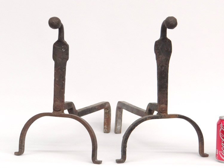 Pair 19th c. Andirons: Pair 19th c. andirons. 16" Ht., 16" D.