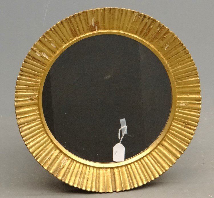 Sunburst Mirror: C. 1900's sunburst round mirror. 27" D.