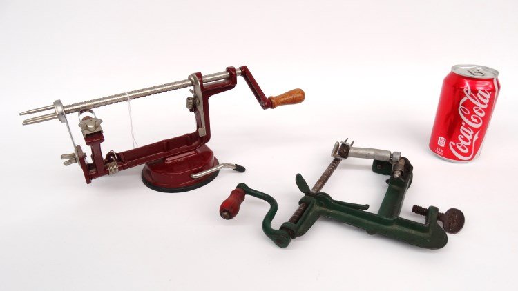 Apple Corers: Lot of (2) apple corers signed "Made By Goodell Co., Antrim, N.H." and "Back To Basics/Sandy Utah".