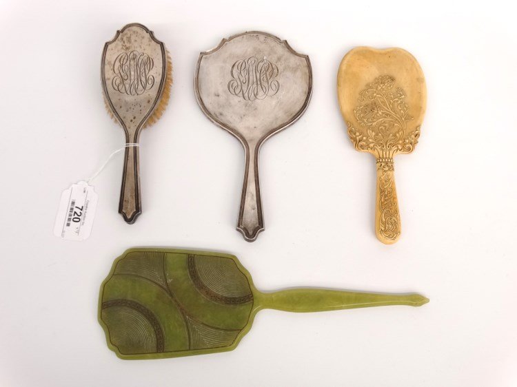 Vanity Mirrors: Lot of (4) early vanity mirrors. (2) sterling silver.