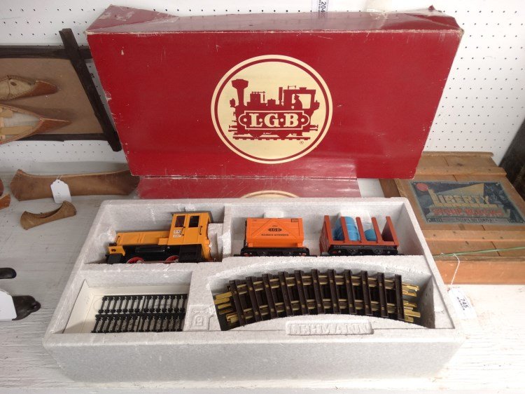 L.G.B. Toy Train Set: L.G.B. boxed toy train set.
