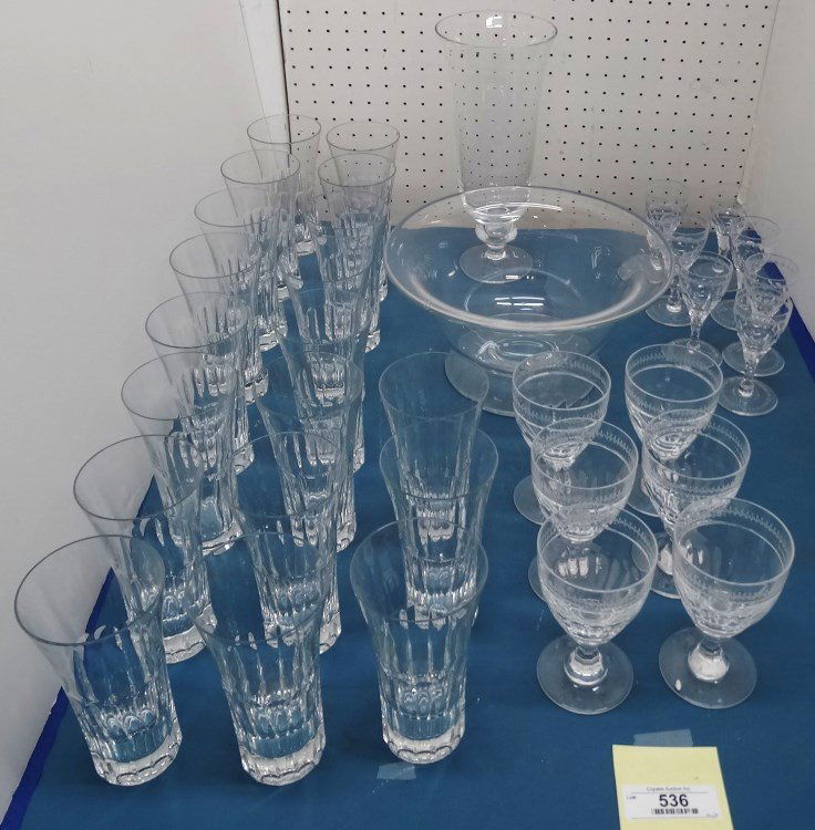 William Yeoward Crystal Lot: Lot (34) pieces of signed William Yeoward crystal including bowl, vase and stemware. Property of a Salisbury Connecticut home.