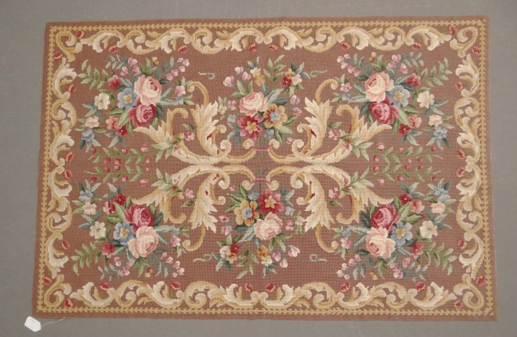 Aubusson Scatter Rug: Aubusson scatter rug. 49" x 73".