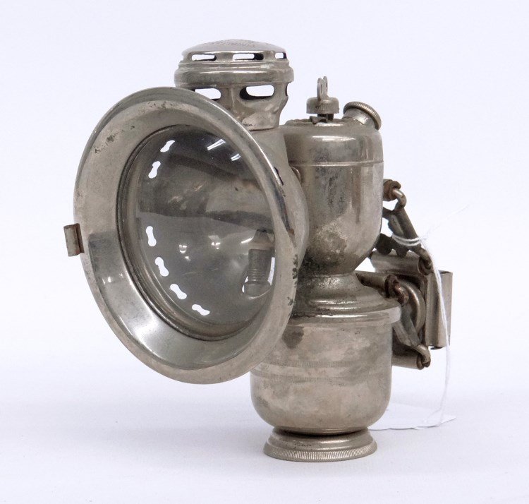 Powell & Hamner Panther Bicycle Lamp: Powell & Hamner Panther carbide bicycle lamp. 6 1/2" Ht. Fair condition.