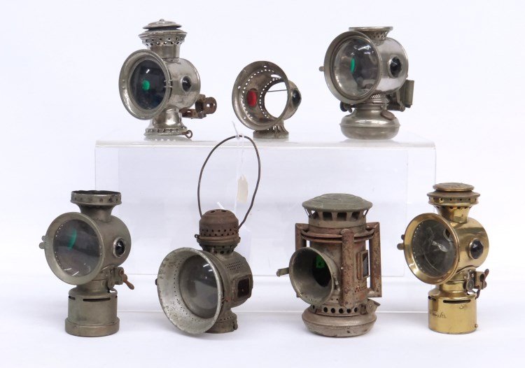 Bicycle Lamp Lot: Misc. bicycle lamp lot including The Neverout (cracked lens), Old Sol etc. As found.