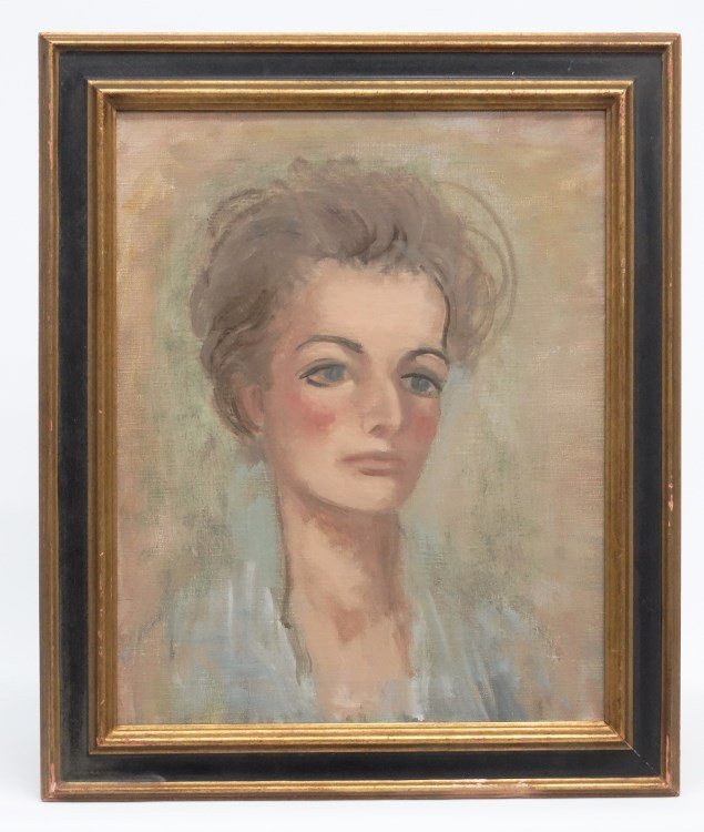 John Wesley Carroll (New York 1892-1959): John Wesley Carroll (California/New York/Kansas 1892-1959), portrait of a woman, oil on canvas, signed verso on canvas. Work 20" x 16".