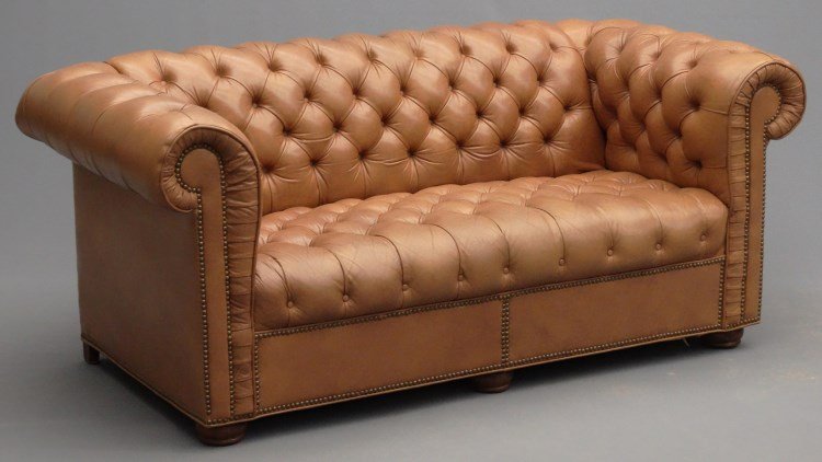 Leather Chesterfield Sofa: Leather Chesterfield sofa. 68" x 34" x 30" Ht.