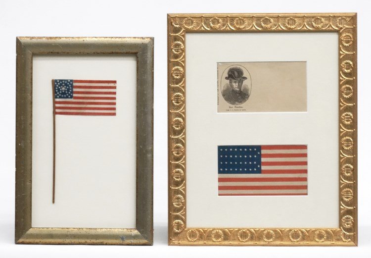 Patriotic Lot: Lot including framed flag (flag 7 1/2" Ht.), along with "Gen. Prentiss" print with flag.