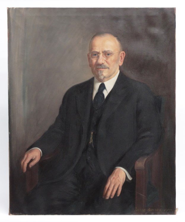 Jacob Binder (Mass./Russian Federation 1887-1984): Jacob Binder (Mass./Russian Federation 1887-1984), portrait of a gentleman. Unframed 41" x 33". Signed and dated LRC.