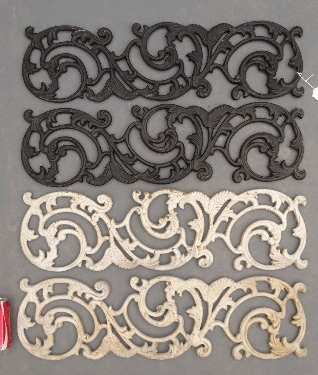 Cast Iron Ornaments: Set of (4) cast iron ornaments. 29" x 8" each.