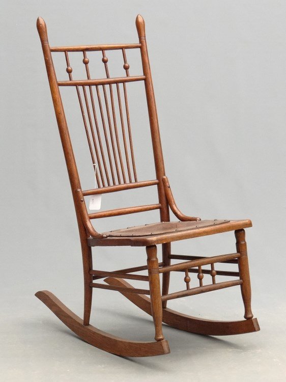 Victorian Rocking Chair: Victorian pressed seat rocking chair. 17" seat Ht., 44" overall Ht.