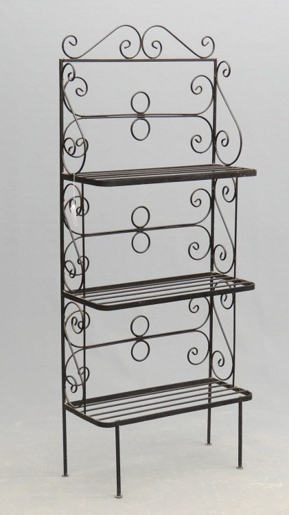 Bakers Rack: Wrought iron bakers rack. 24" x 11" x 58 1/2" Ht.