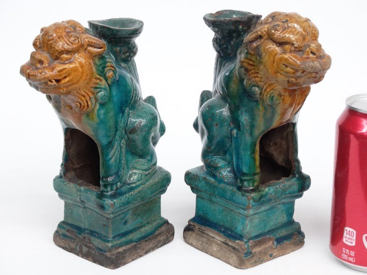 Pair Chinese Incense Burners: Pair Chinese ceramic incense burners. 7 3/4" Ht.