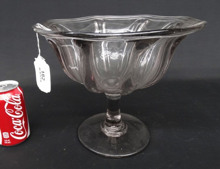 Pittsburgh Glass Compote: Pittsburgh glass Pillar Mold compote. 11" D., 9 1/2" Ht.