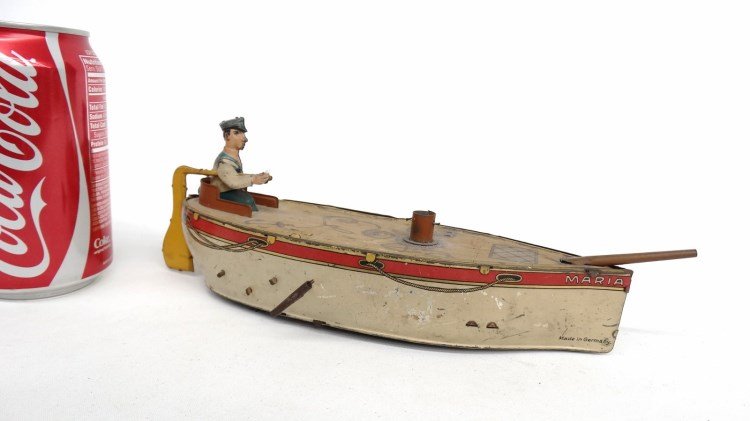 "Hipp-Hipp D. R. G. M.", German Tin Toy Boat: "Hipp-Hipp D. R. G. M.", German Tin Toy Boat, marked underside. 10" L.
