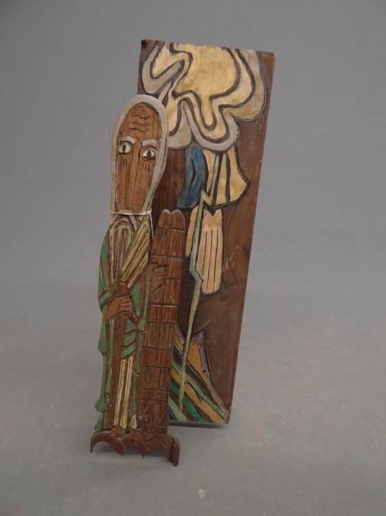 Folk Art Moses: Folk art wooden Moses (27" Ht.).